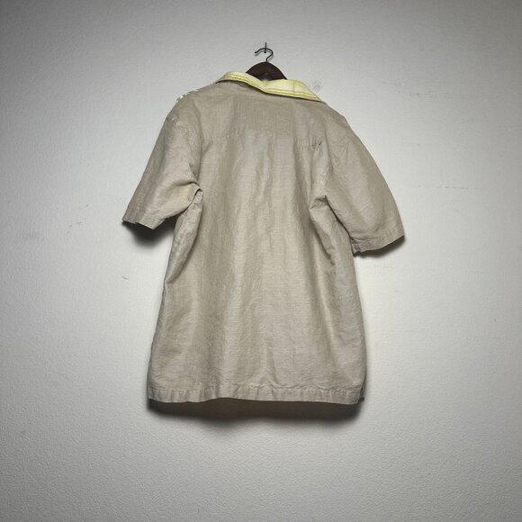 Syllables Hawaiian Linen Blend Casual Button Shirt Men XL Button Up Vacation - Picture 2 of 12